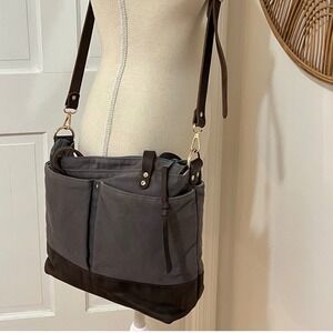 Forest Weathered Durable Canvas Leather Bottom Messenger Bag Utility Men Unisex